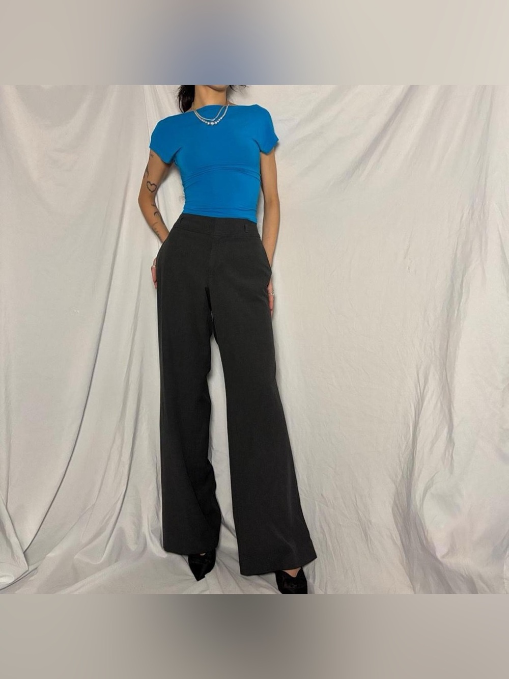 Dark Grey Wide Leg Old Navy Trouser Pants Size 6
